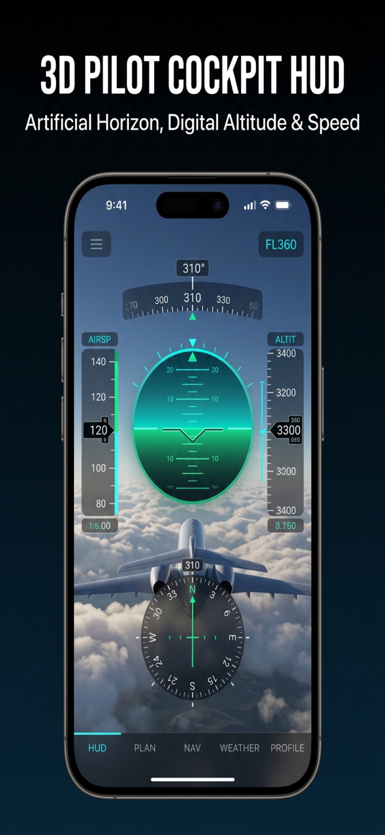 AeroPulse 3D Pilot Cockpit HUD