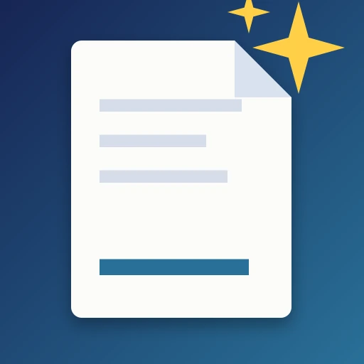 Noticely app icon: a document with a spark of attention