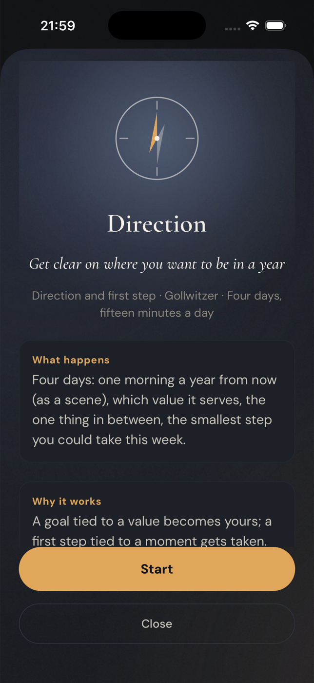 The Direction module page: what happens, why it works, what it leaves